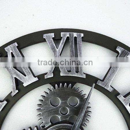 Handmade Oversized 3d Retro Rustic Decorative Luxury Art Big Gear Wooden Vintage Large Wall Clock on the Wall for Gift