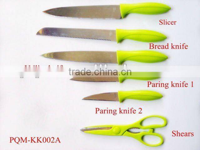 Pretty stainless steel kitchen knife set with flower shape block 002A