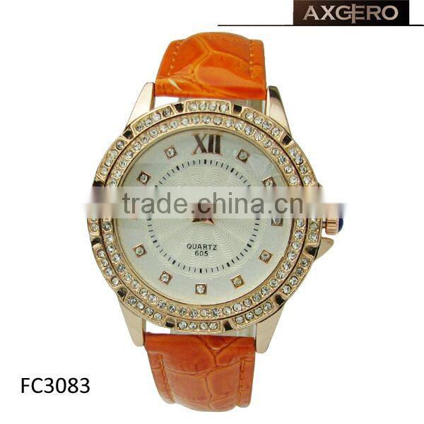 2015 ladies fashion leather belt waterproof watch