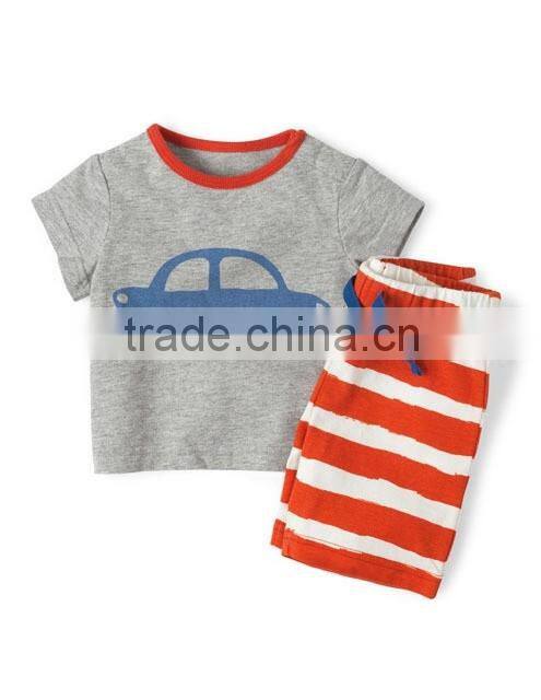 2016 Foreign Trade Baby Boy Cloth Cute Boy 12M-4Y Summer Harlen Outfits Cloth Sets Pure Cotton Shirt+Shorts Clothing Suits Sets