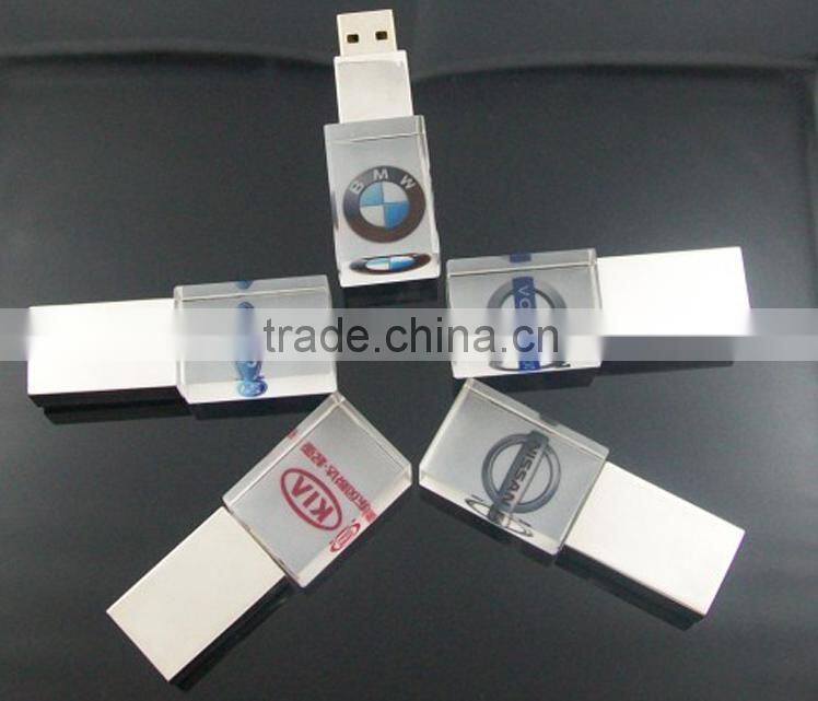 LED red green blue white light USB flash driver crystal usb flash driver