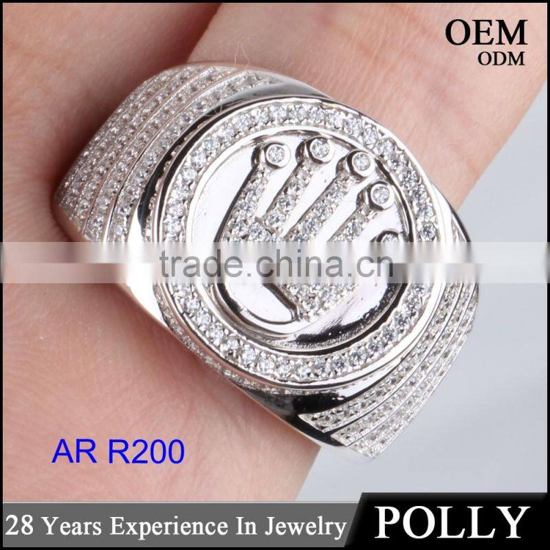 China wholesale 925 silver jewelry iced out hip hop ring mens