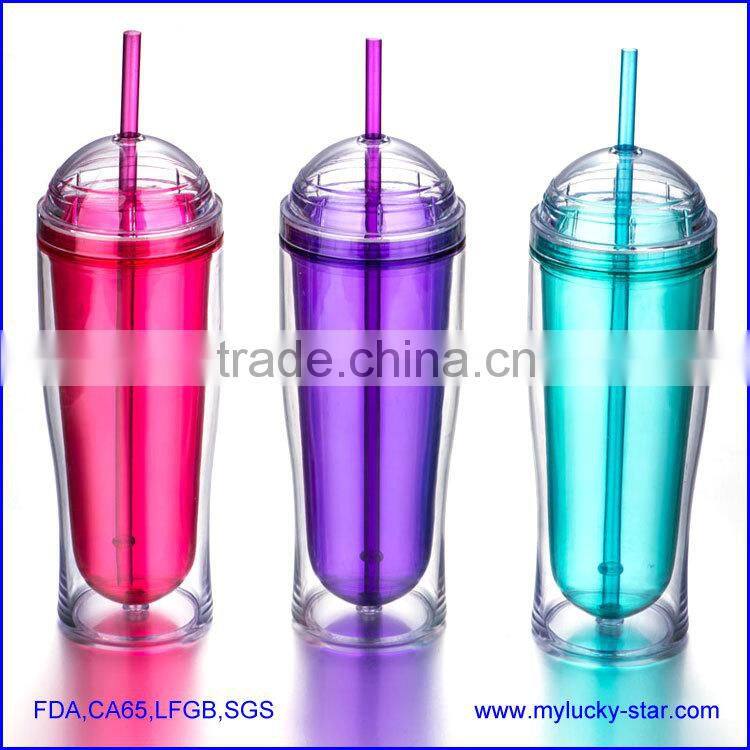 BPA free Acrylic double wall tumblers with PVC paper inserts FDA standard plastic mug