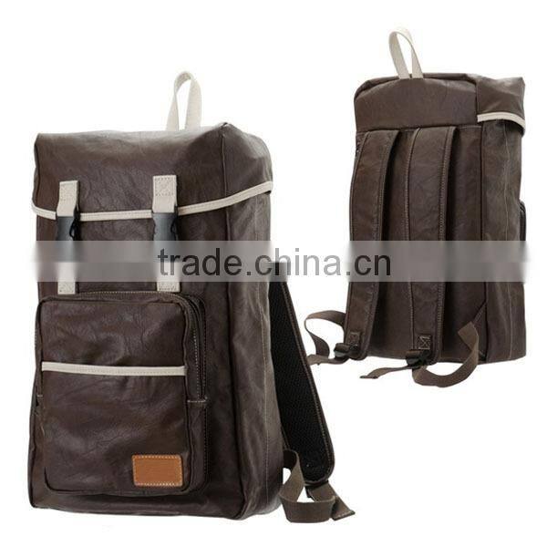 Vintage online wholesale shop clear black leather drawstring laptop backpack bag