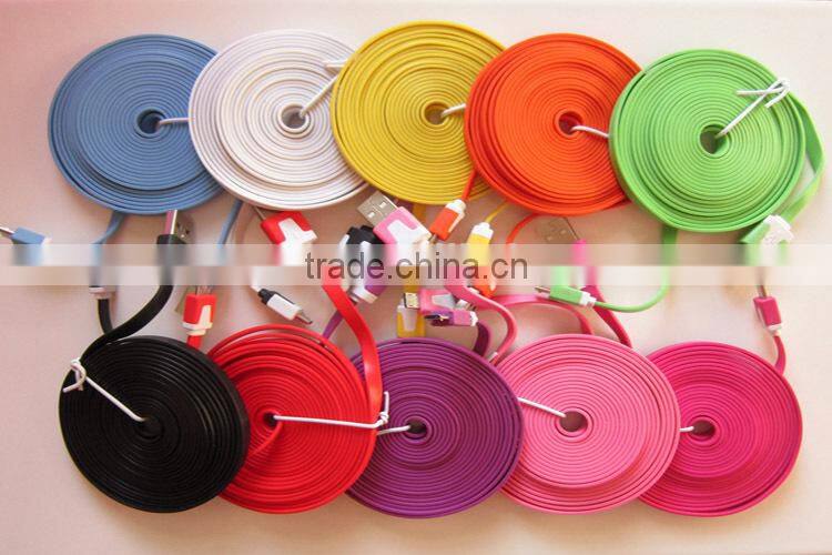Flat Coloful micro usb cable,For Samsung usb 5pin cable