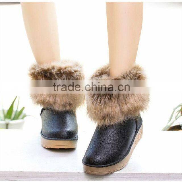 CATWALK-B-14055-1 2014 women's snow boots high quality pu+fox fur EVA outsole