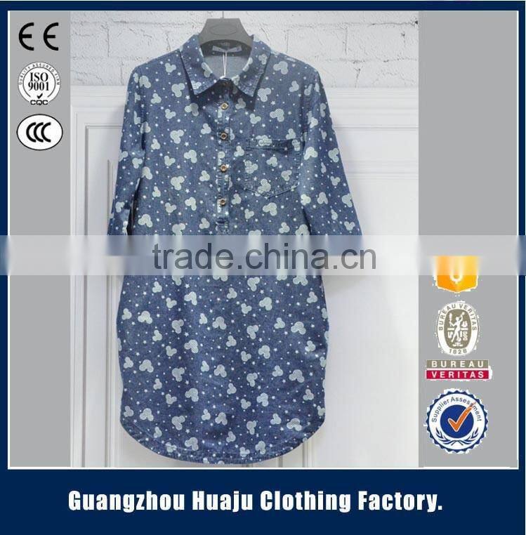 Guangzhou Newest Garment Factory Wholesale Women denim shirt Plain Loose Top