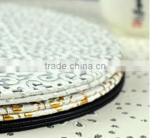Round Gold Pattern Promotional Leather Coaster