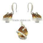 Pink Crystal gemstone setting jewelry sets 925 sterling sliver pink gemstone