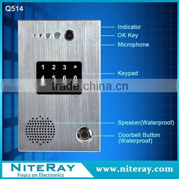 Door lock and door intercom via Password or Swipe card