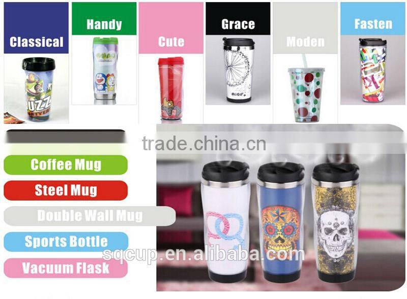 2015 new double wall plastic coffee mug or thermo mug