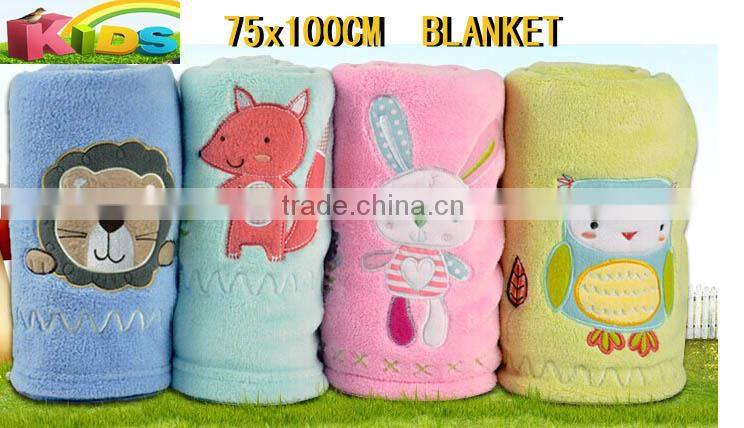 CORAL FLEECE CARTOON BLANKET FOR BABY INFANT CHILD KIDS, ANIMAL NIGHT OWL BUNNY RABBIT FOX LION 280G/SM 75X100CM(30X40INCH)