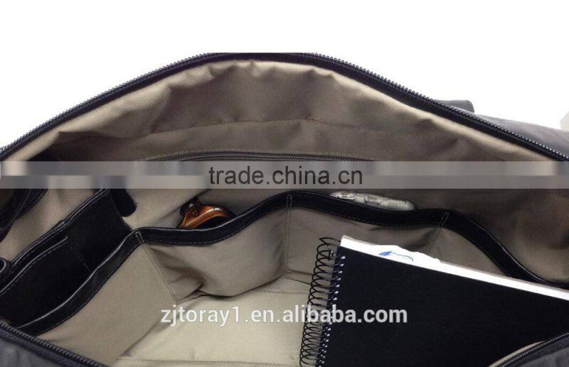 Big Black Leather Travel Bag for Men