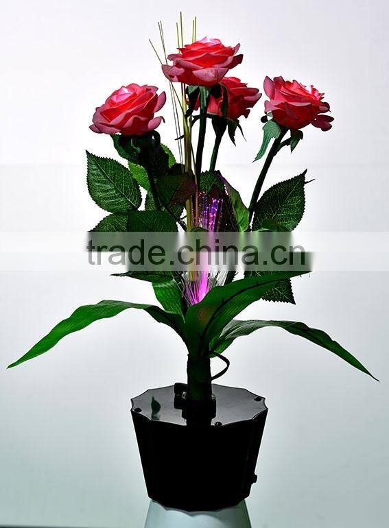 New Single Multi Color Handmade LED PU Flowers Valentine's Rose Flower Light