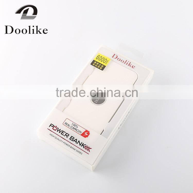 2016 Doolike Newest OEM/ODM Portable Mobile Power Bank For Phone 4000mA/6000mA/8000mA