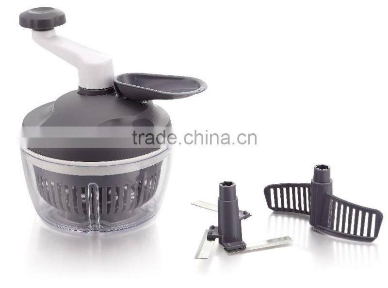 Multipurpose 3 in 1Plastic Salad Spinner with Cutter and Mixer Manual Salad Spinner with Handle Plastic Food Processor