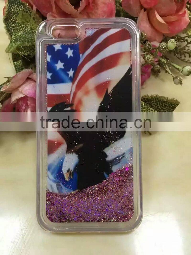 USA UK Flag Liquid Glitter Stars Bling Moving Latest Design TPU Case Cover For iPhone & Samsung