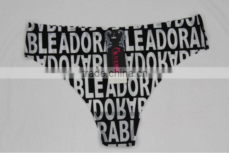 Sexy Character Print Seamless Laser Cut T Panty