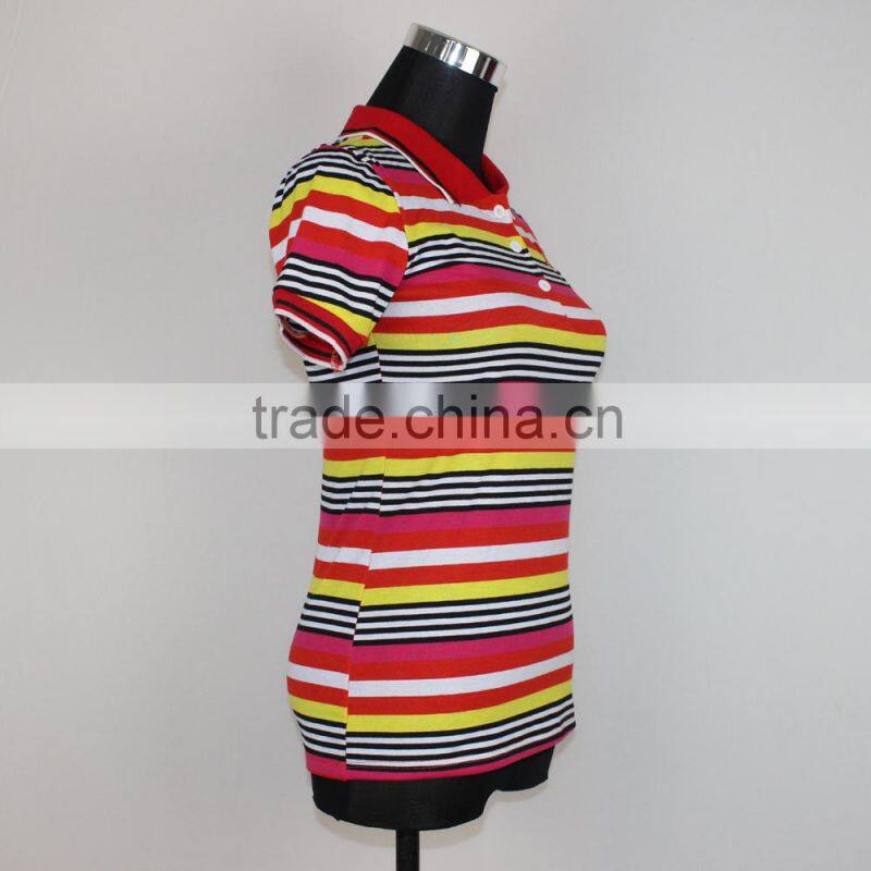 Low Price Good Quality Top Sales Women custom striped polo shirt