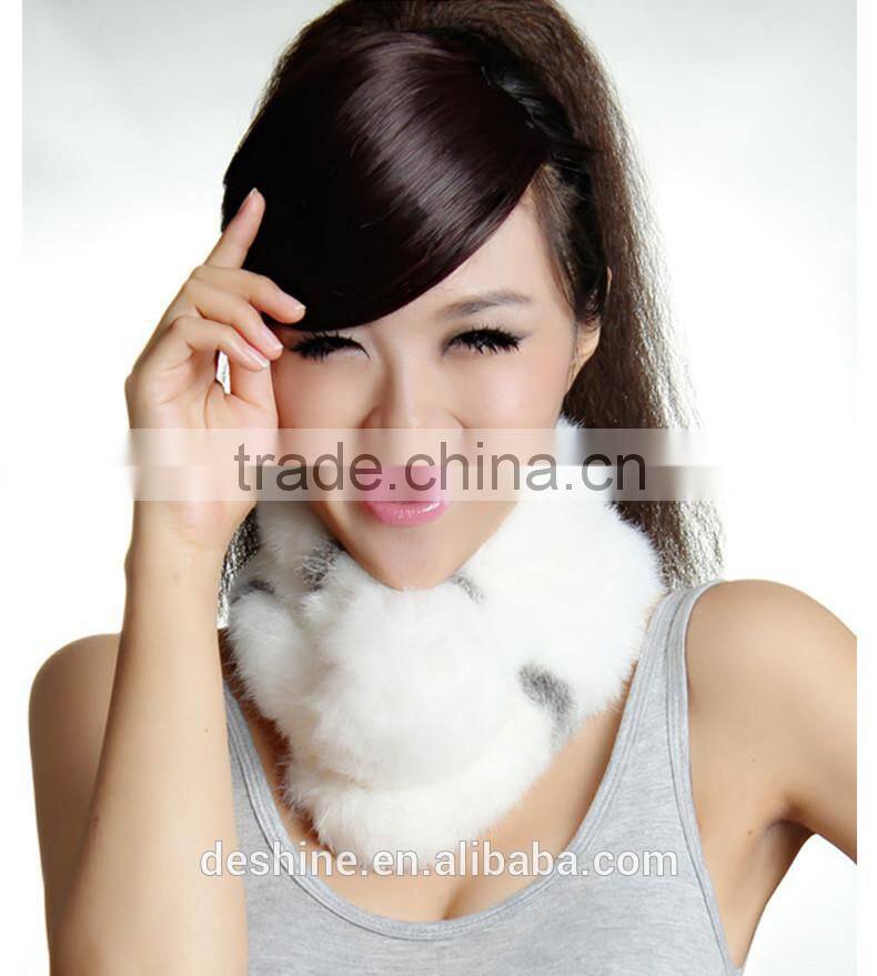 New product wholesale winter rabbit fur ball scarf W209