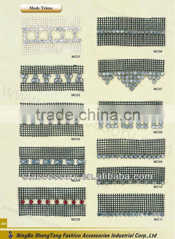 mesh trim lace fancy rhinestone mesh trimming rhinestone trimming metal mesh