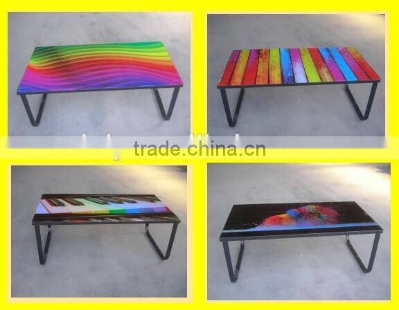 Rainbow Glass Coffee Table,colorful coffee table For Sale