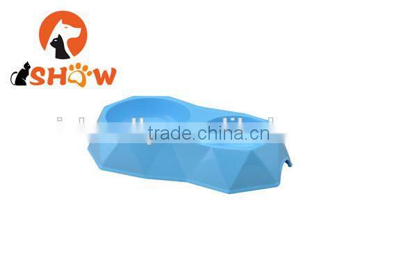 New arrival pet diamond slice surface dual two bowl feed bowl PP material