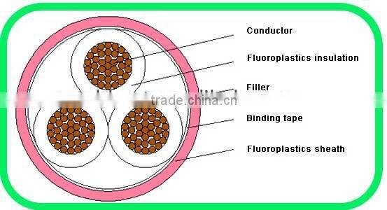 Teflon Fluoroplastics Insulated and Silicon Rubber Sheathed Power Cable with High Temperature and Heat Resistance