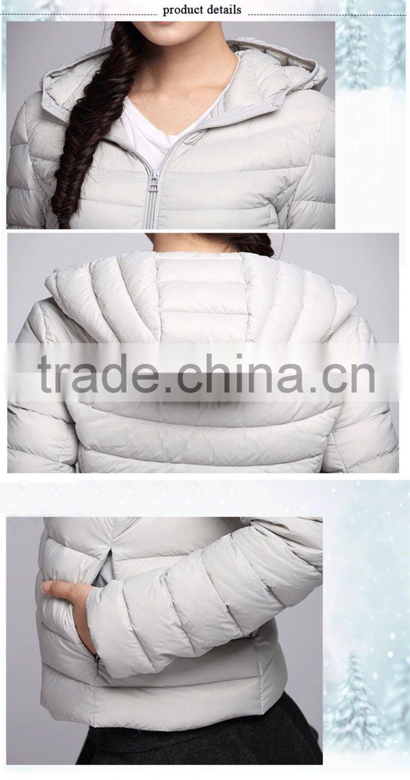 2015 sexy women slim hooded thin down coats