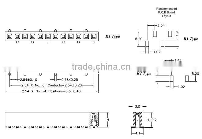 2.54mm Pitch Female Header Single & Dual Row S.M.T Type