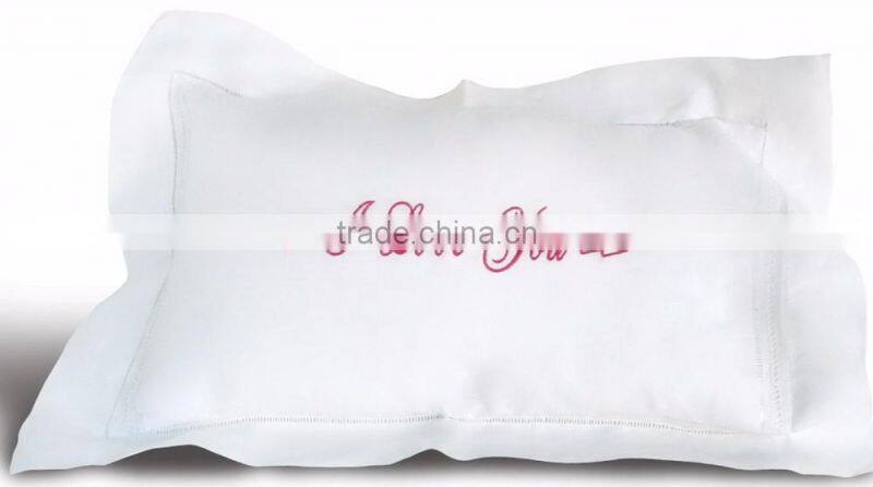 Embroiered message cotton pillow cover