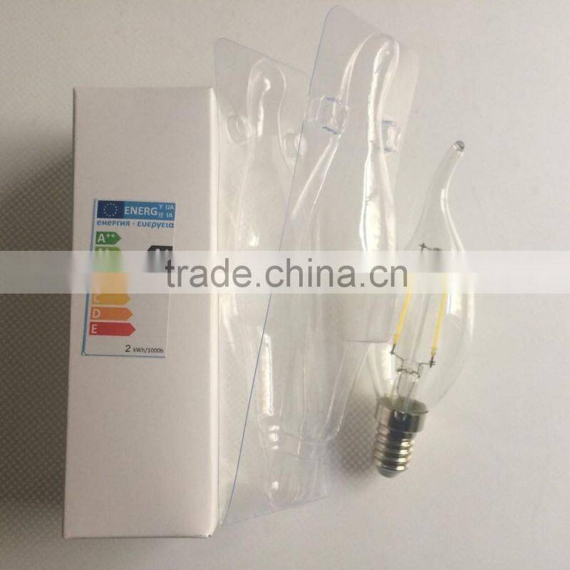 Full glass 400lm E14 4W led candle flame