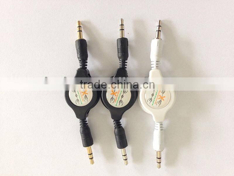 3.5mm aux audio cable usb data transfer M to M Retractable Audio Data Cable for iPod iPhone MP3 Players