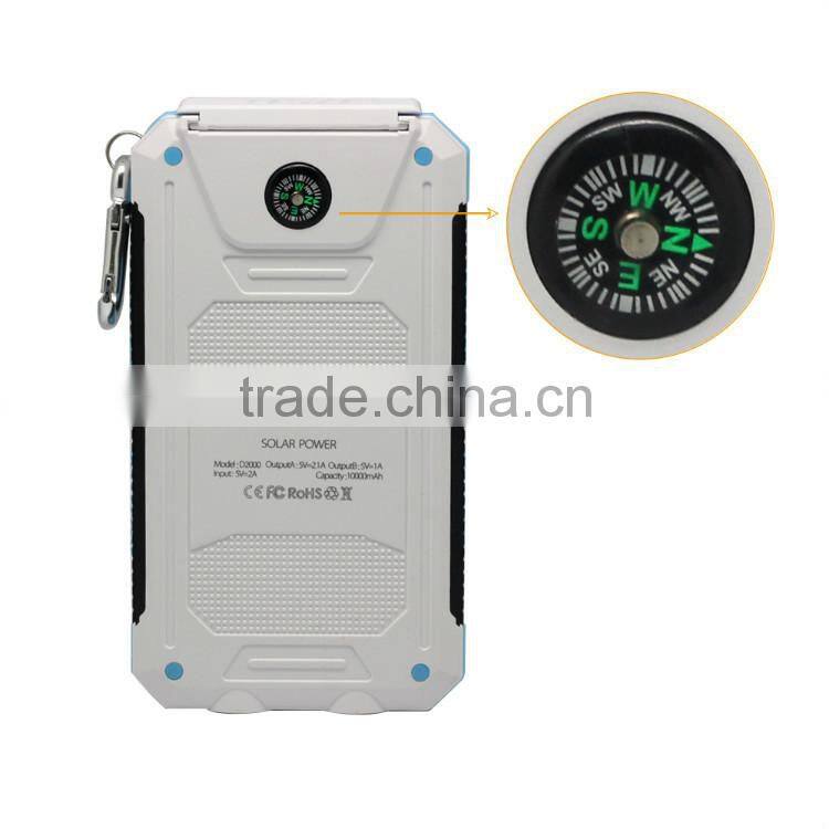 Universal portable compass usb 8000mah waterproof mobile phone powerbank