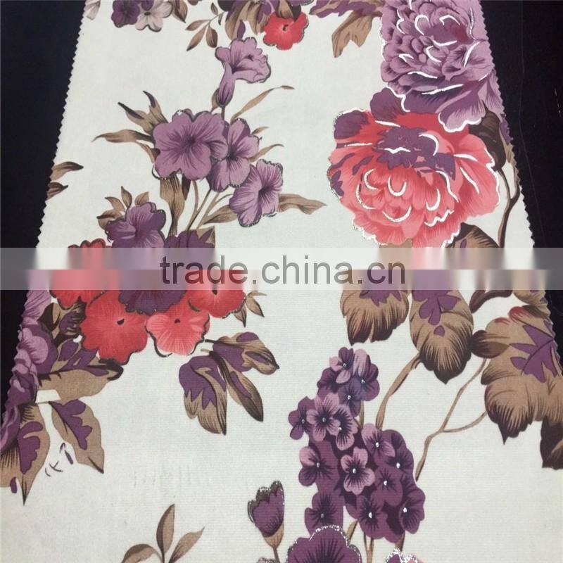 silver velvet paper printing on FDY for sofa textile china wholesale
