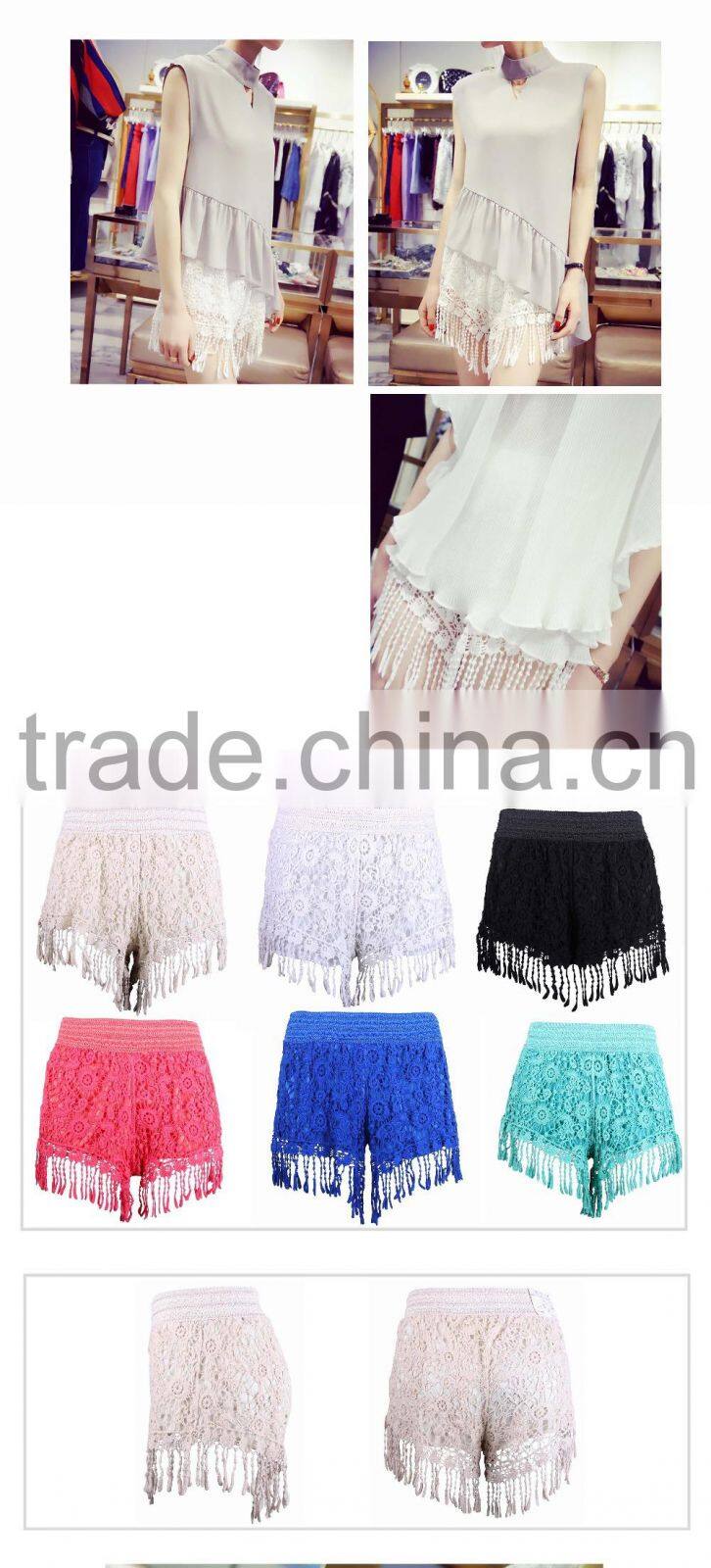 The new summer 2015 han edition cultivate one's morality show thin comb lace melting flow joker shorts hot pants