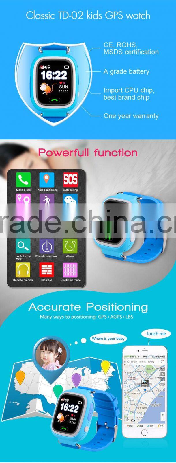 New Products 2016 Children/Kids Safe GPS Tracking Watch Device