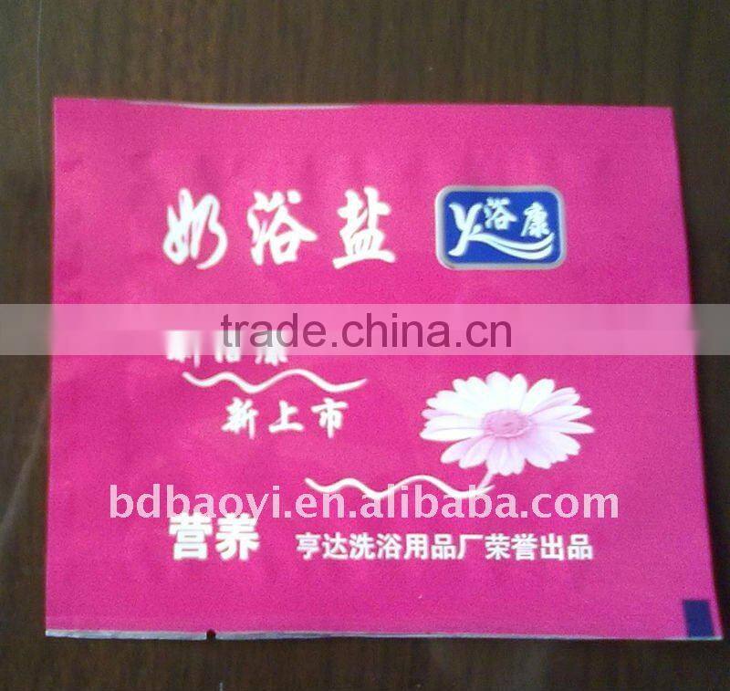 Three side seal excellent printing small plastic bag for bath salts 12x7cm