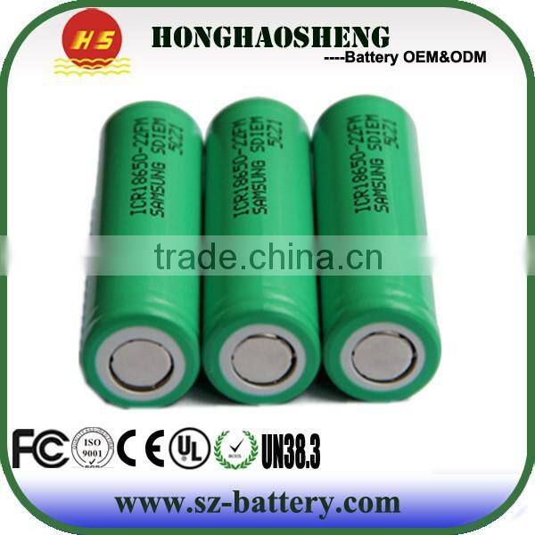 High quality Green 18650 battery samsung 22F wholesale 18650 2200mah 3.7v battery