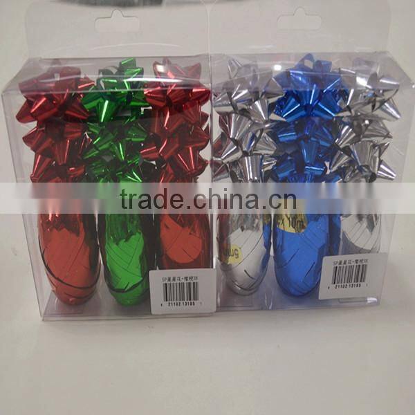 Colored Gloss Metallic PP Gift Ribbon Curly Bow