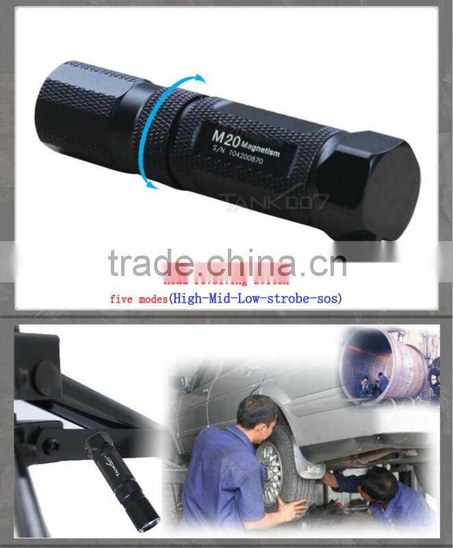 reparation tool cree flashlight torch waterproof with magnet tail can adsorb on metal surface