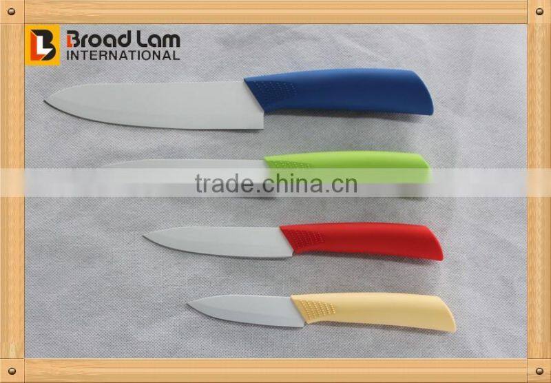 (NEW)Durable Ceramic Coating White Stainless Steel Blade Knife Set 4 sizes Assortment