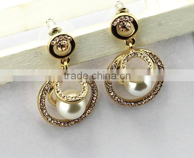 Crystal diamond gold fashion cheap pearl earring