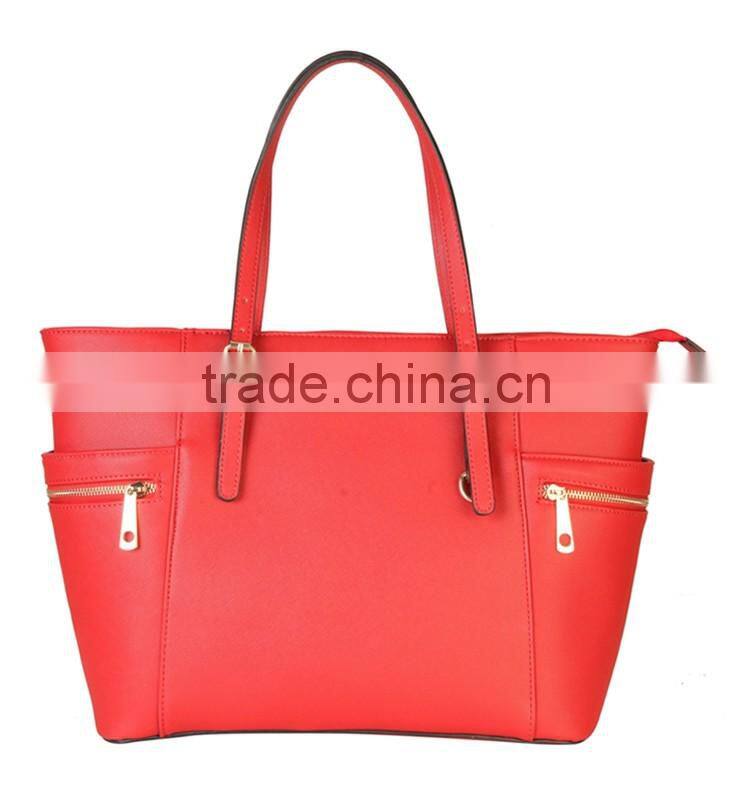 Faux Leather Large Branded Handbag Tote Bag with Zipped Charm