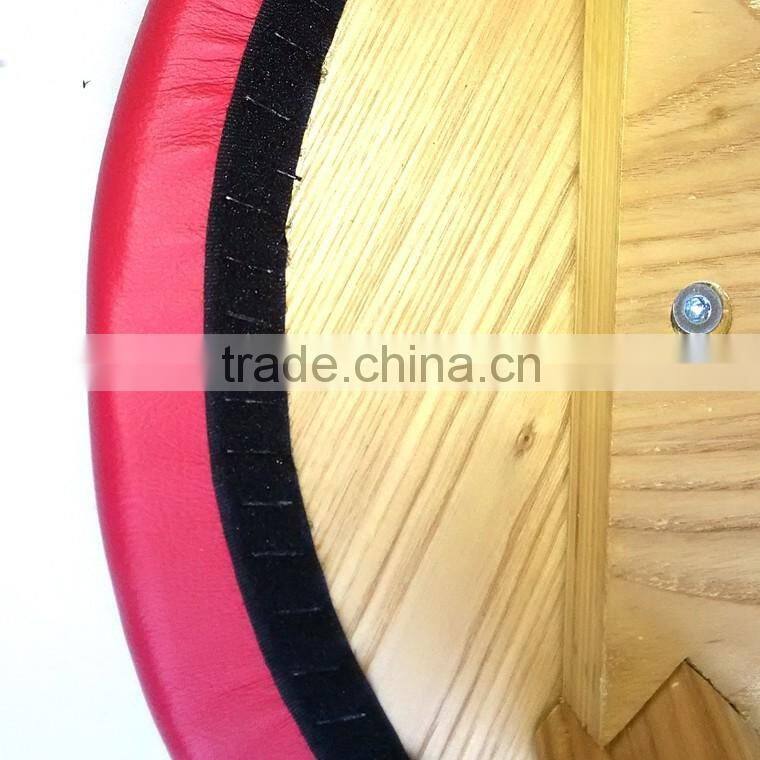 TDUK-03-2 QVB JIANDE TONGDA RED COLOR ASH WOOD FRAME NATURE PATING PU ROUND SEAT STOOL WOODEN STOOL