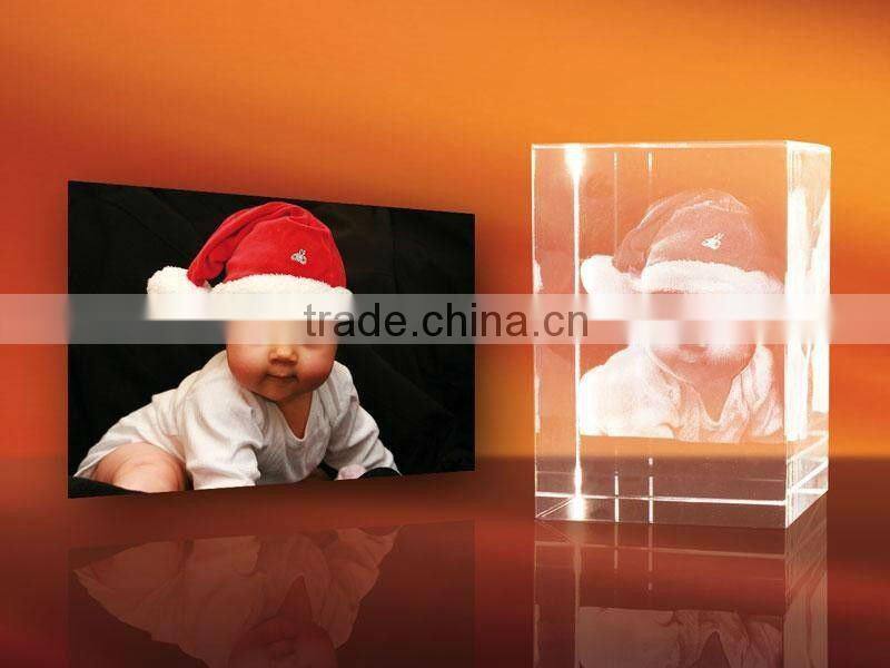 rectangle crystal laser wedding couple memorabilia (R-1390)