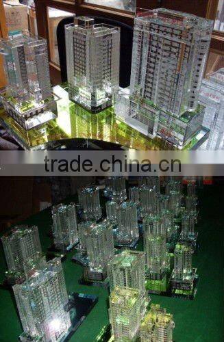 Pure K9 3D crystal building model with metal crystal tower model(R-1061