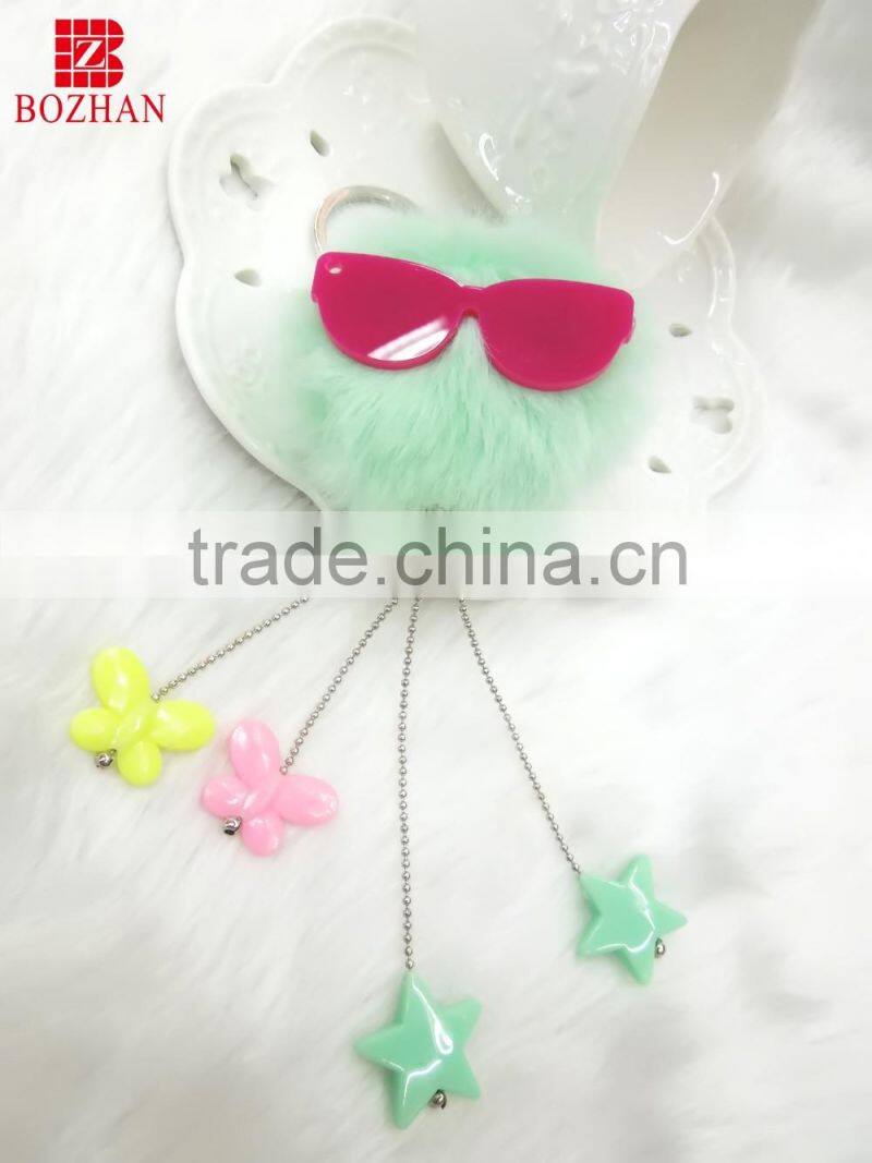 Cute rabbit fur handbag accessories for gift
