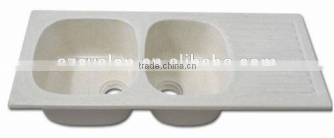 High quality hot sale black acrylic solid surface resin stone kitchen sink,solid surface double bowl kitchen sink