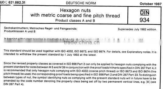 DIN934 Hexagon nuts